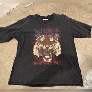 Anine Bing Charcoal Crewneck Tiger Tee
